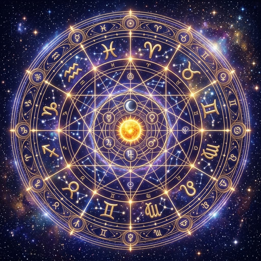 Cosmic birth chart backdrop